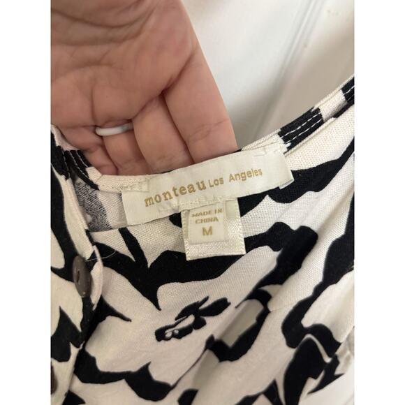 Linen Blend Floral Sleeveless Button Midi Dress Size Medium Beachy Coastal Boho - Picture 6 of 7